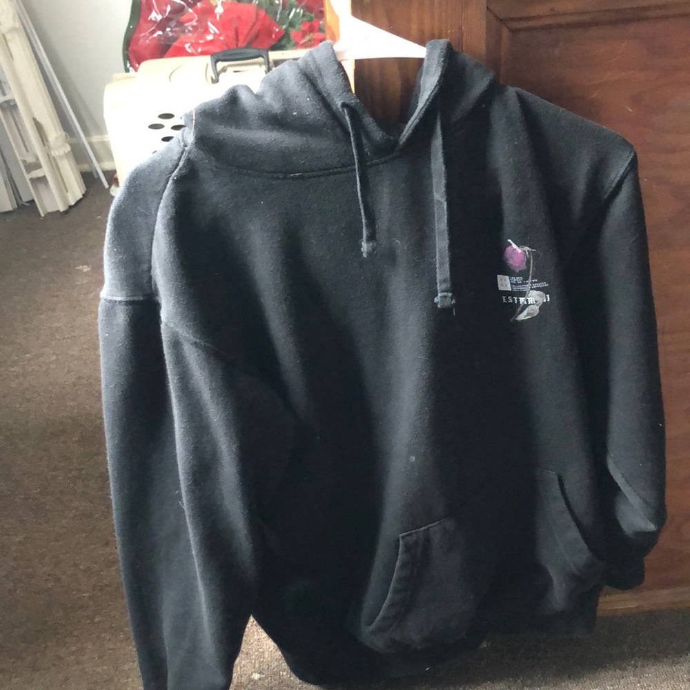 Selling a black hoodie with both graphics on front a back